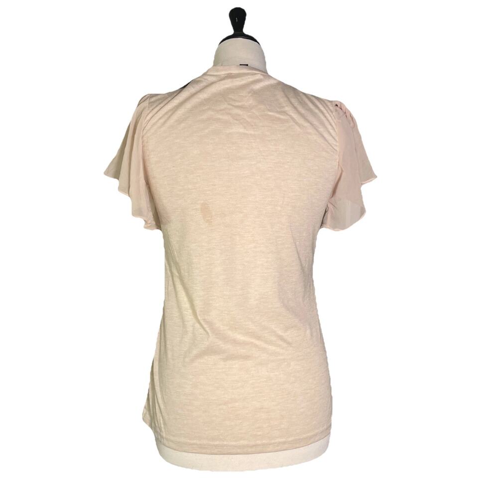 Very J Women's Large Slub Scoop-Neck T-Shirt Flutter Mesh Short Sleeves- NWT - Picture 4 of 5